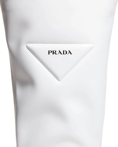 Shop Prada Stretch Napa Platform Booties In Bianco