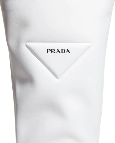 Prada Triangle Logo Platform Sole Boots In Bianco