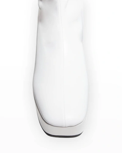 Shop Prada Stretch Napa Platform Booties In Bianco