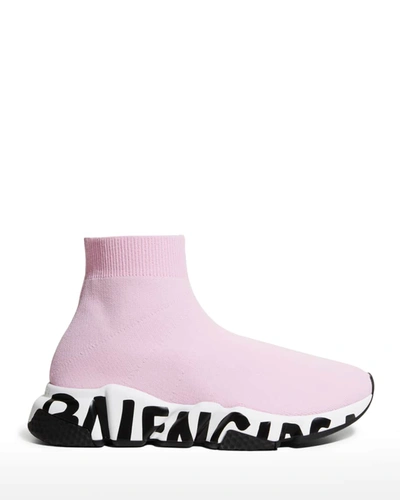 Shop Balenciaga Speed Stretch-knit High-top Sock Trainer In Pink/black