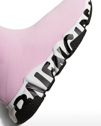 Shop Balenciaga Speed Stretch-knit High-top Sock Trainer In Pink/black