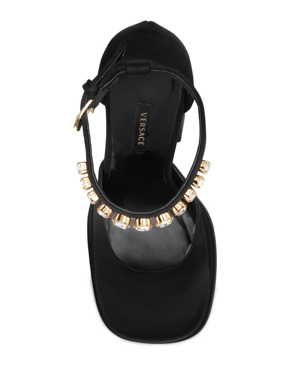 versace satin platform heels dupe