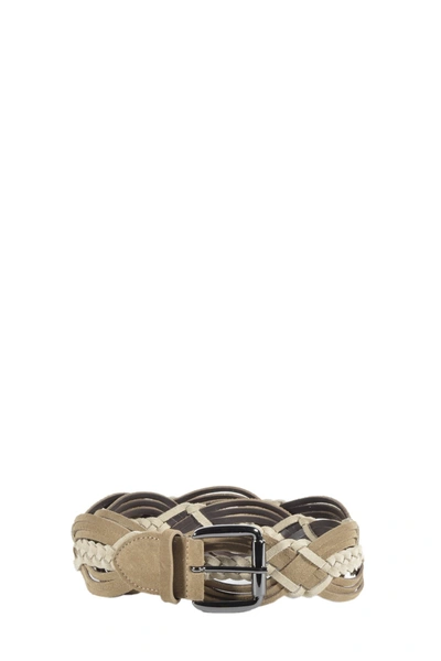 Shop Alberta Ferretti Braided Buckle Belt In Beige