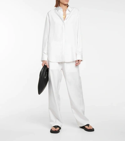 Shop Wardrobe.nyc Release 07 High-rise Straight Silk Pants In White