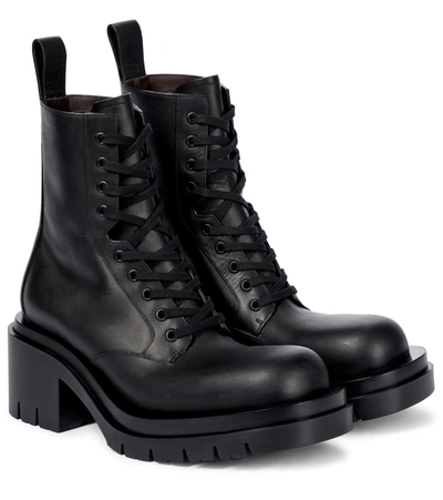Shop Bottega Veneta Lug Leather Combat Boots In Black