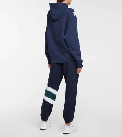 Shop Tory Sport Printed Cotton-jersey Hoodie In Blue