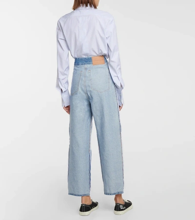 Shop Mm6 Maison Margiela High-rise Cropped Inside-out Jeans In Blue