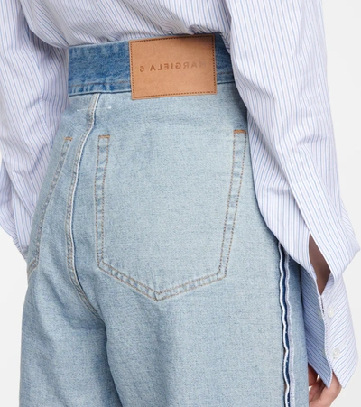 Shop Mm6 Maison Margiela High-rise Cropped Inside-out Jeans In Blue