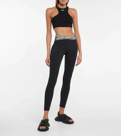 Shop Off-white High-rise Logo Leggings In Black