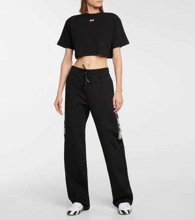 Shop Off-white Logo Wide-leg Sweatpants In Black