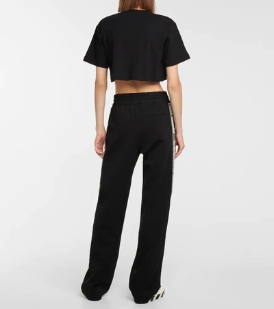 Shop Off-white Logo Wide-leg Sweatpants In Black