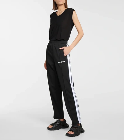 Shop Palm Angels Technical Jersey Trackpants In Black