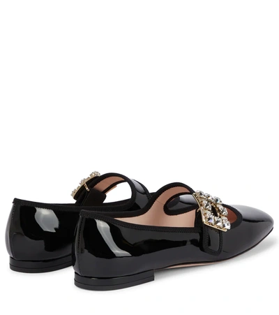Roger Vivier Très Vivier Strass Babies Crystal-embellished Patent-leather Ballet Flats In Black
