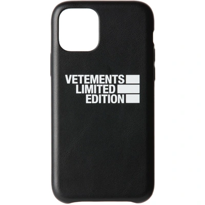 Vetements Black 'limited Edition' Logo Iphone 11 Pro Max Case In Black 11 Pro 1461996