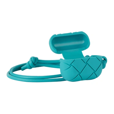 Shop Bottega Veneta Blue Rubber Airpods Pro Case In 4610 Turquoise