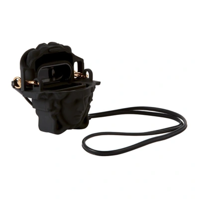 Shop Versace Black 'la Medusa' Airpods Case In 1b00v Black