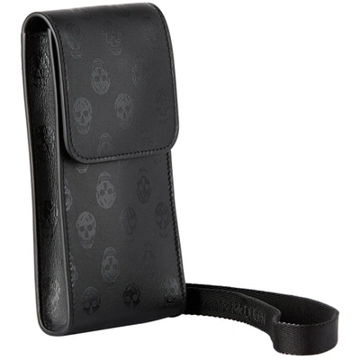 Shop Alexander Mcqueen Black Biker Skull Phone Pouch In 1000 Black