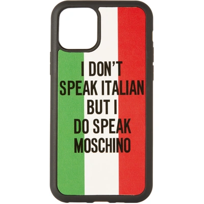 Shop Moschino Black Italian Slogan Iphone 11 Pro Case In A1888  Only One Colo