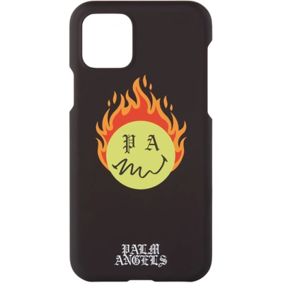 Shop Palm Angels Black Smiley Edition Burning Head Iphone 11 Pro Case In Black Yell