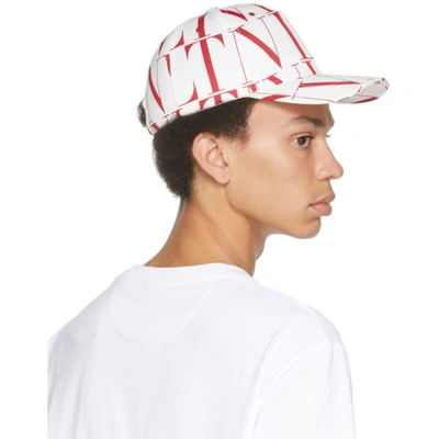 Shop Valentino White & Red 'vltn' Times Cap In Cg9 Bianco Ottico/ro