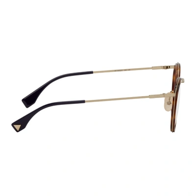 Shop Fendi Gold Modified Oval Glasses In 0j5g Gold