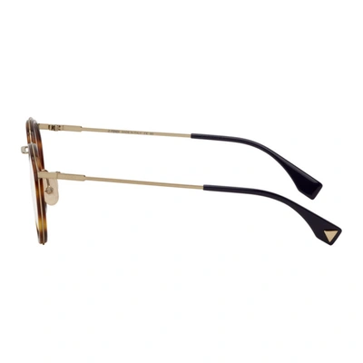Shop Fendi Gold Modified Oval Glasses In 0j5g Gold