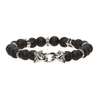 Shop Ferragamo Black Elasticized Gancini Bracelet In 001 Beads Pietra Lav