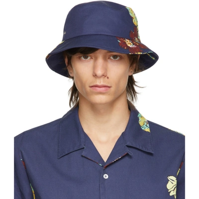 Shop Apc Navy Alex Bucket Hat In Iak Dark Navy