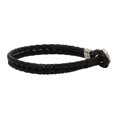 Paul Smith Woven Leather And Silver-tone Bracelet In Black | ModeSens