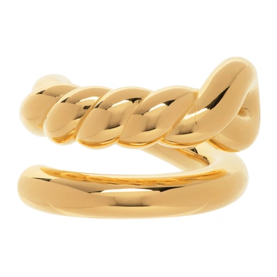 Shop Bottega Veneta Gold Knot Ring In 8120 Yellow Gold