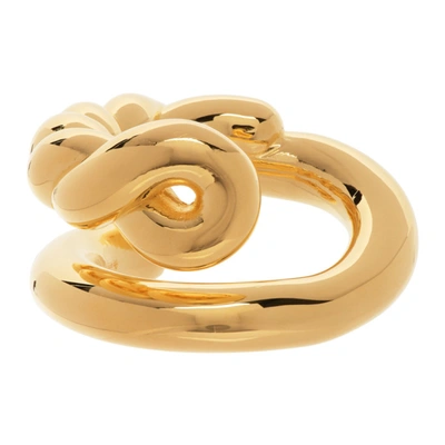 Shop Bottega Veneta Gold Knot Ring In 8120 Yellow Gold