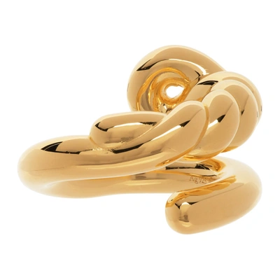 Shop Bottega Veneta Gold Knot Ring In 8120 Yellow Gold