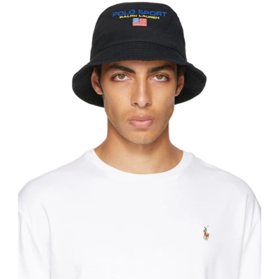 Polo Ralph Lauren Sport Capsule Retro Flag Logo Twill Bucket Hat In Black |  ModeSens
