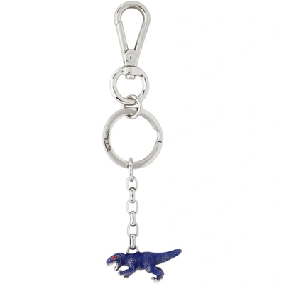 Shop Paul Smith Blue 3d Dino Keychain In 2a Silver