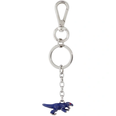 Shop Paul Smith Blue 3d Dino Keychain In 2a Silver
