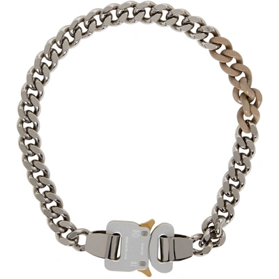 Shop Alyx Ssense Exclusive Silver & Beige Buckle Colored Links Necklace In Silver/beig