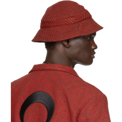 Shop Marine Serre Black & Red Moon Saturation Bell Hat In Blkred