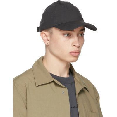 Shop Acne Studios Black Logo Baseball Cap In Anthracite