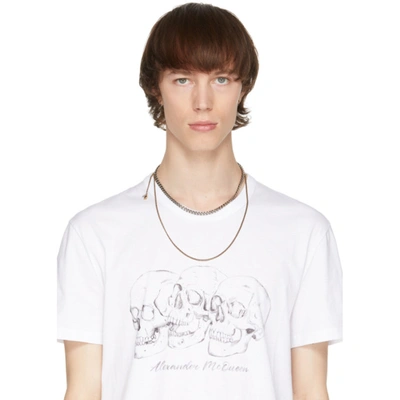 Shop Alexander Mcqueen Silver & Gold Double Chain Layer Necklace In 1496 A.silver/a.gold