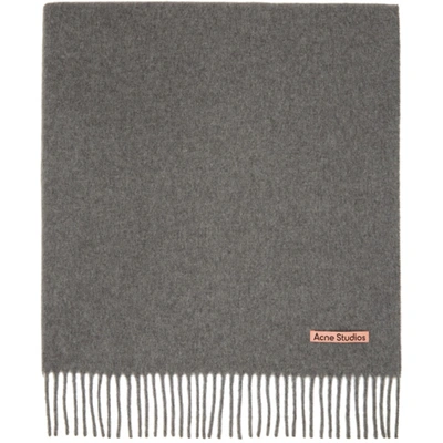 Shop Acne Studios Grey Wool Oversized Scarf In Grey Melange