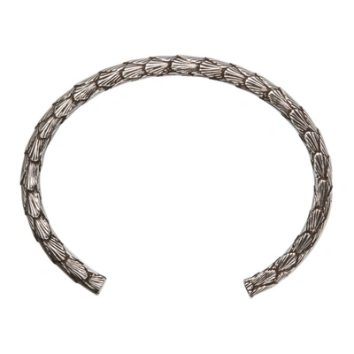 Shop Saint Laurent Silver Feather Cuff Bracelet In 8142 Brass