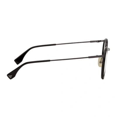 Shop Fendi Gunmetal & Black Modified Oval Glasses In 0v81 Dkrut Blk