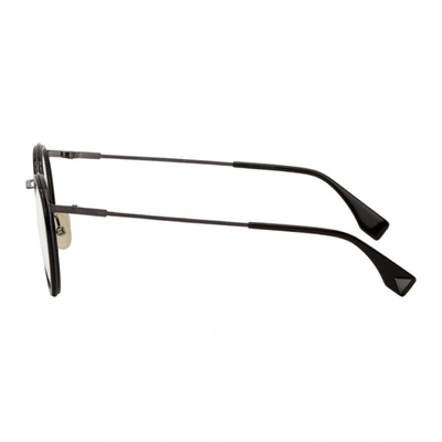 Shop Fendi Gunmetal & Black Modified Oval Glasses In 0v81 Dkrut Blk