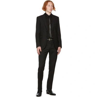 Saint Laurent Black Lambskin Monogram Belt In 1000 Black