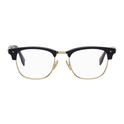 Shop Fendi Blue & Gold Square Glasses In 0pjp Blue