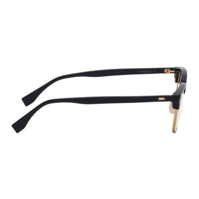 Shop Fendi Blue & Gold Square Glasses In 0pjp Blue