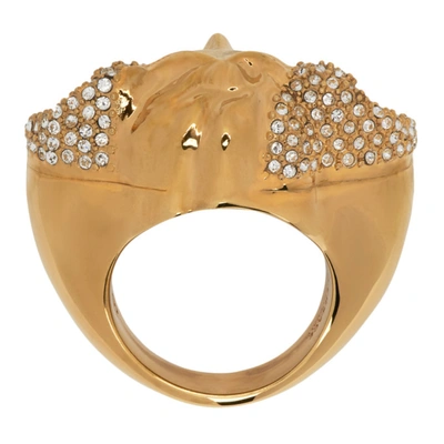 Shop Versace Gold Crystal Medusa Ring In Kcvo Gldblk