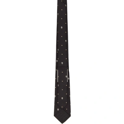 Shop Alexander Mcqueen Black & Beige Silk Star Skull Tie In 1079 Black/beige