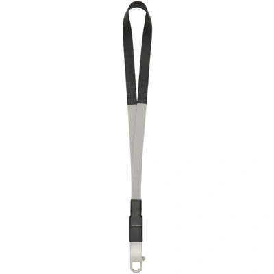 Shop Rick Owens Grey & Black Large Neck Hook Keychain In 0809blk/prl