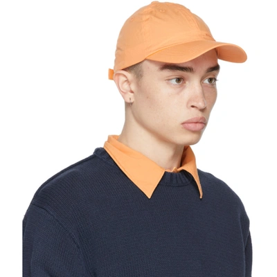 Shop Acne Studios Orange Logo Baseball Cap In Melon Orang
